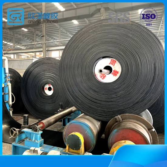 Cinta transportadora de caucho con cable de acero para transmisión de piedra, arena y cemento