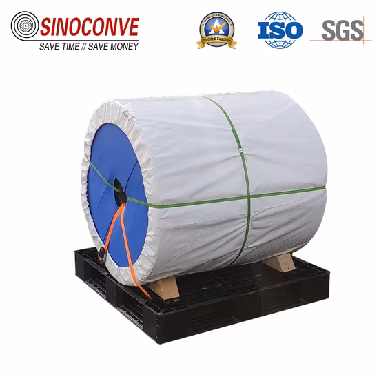 Cinta transportadora de caucho EP de longitud y espesor personalizados para el transporte de arena y grava